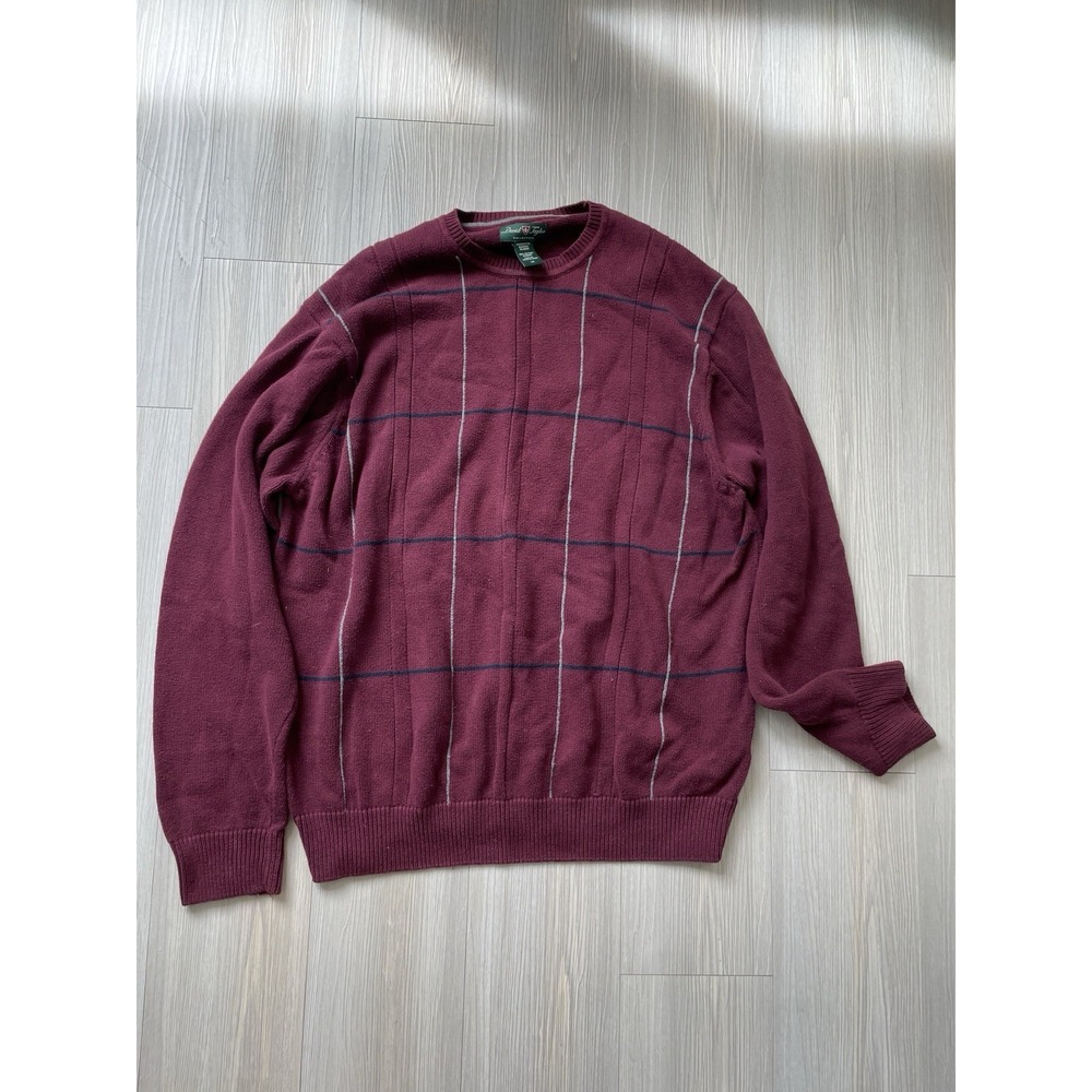David Taylor Collection Men's Maroon Argyle Sweater Size XL Plaid